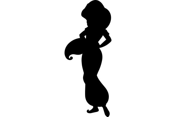 Silhouette of a Stylized Female Character with a Curl