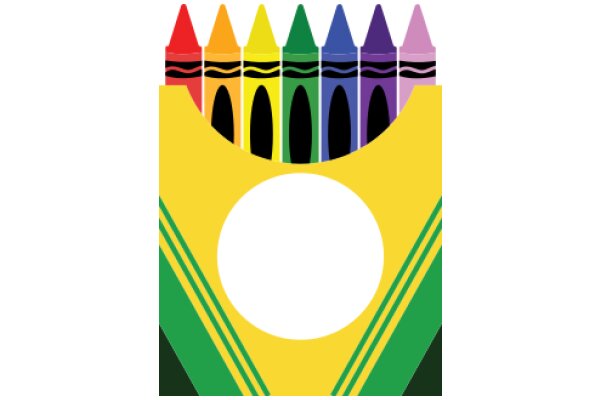 A Colorful Display of Crayons and a Yellow Circle