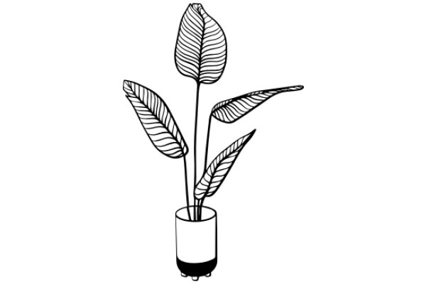 Simplicity in Art: A Line Drawing of a Flower in a Vase