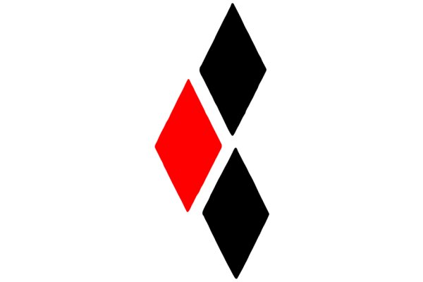 Stylized Geometric Design with Red and Black Diamond Shape