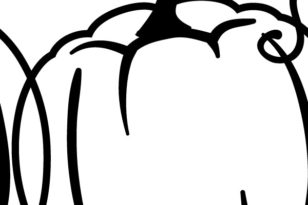A Simple Line Drawing of a Pumpkin