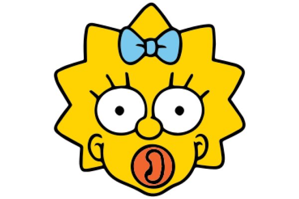 A Cartoon Character with a Surprised Expression and a Blue Bow