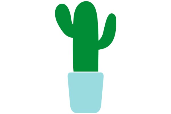 Vibrant Green Cactus in a Light Blue Pot