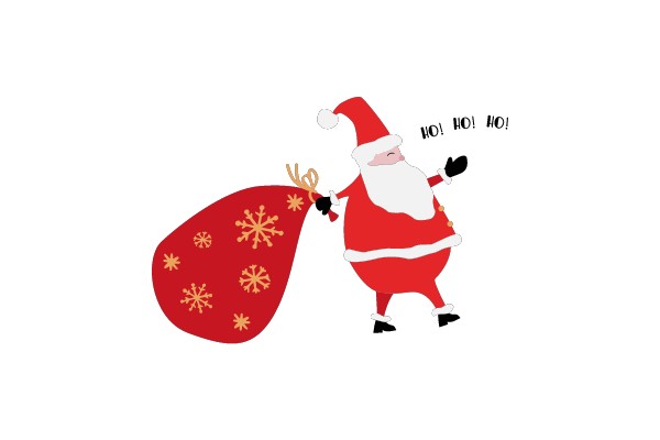 Jolly Santa Claus with a Red Sleigh