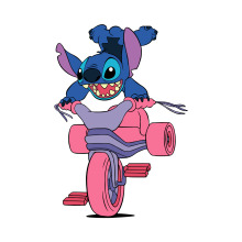 Stylish Stunt: A Blue and Pink Adventure with Lilo and Stitch