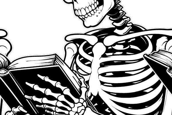 The Skeletal Reader: A Classic Illustration of a Bookworm