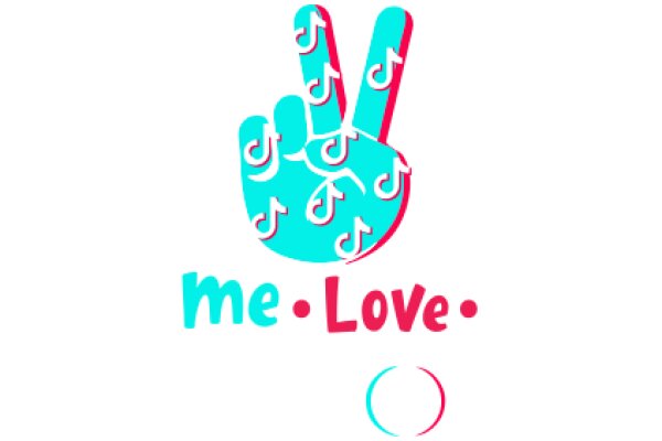 A Digital Artwork of a Hand Gesturing a Peace Sign with the Words 'Me, Love' in a Stylized Font
