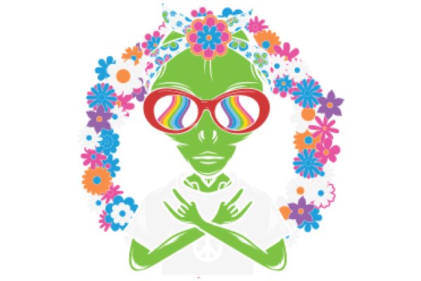 Vintage Flower Power: A Stylish Fusion of Aliens and Flowers