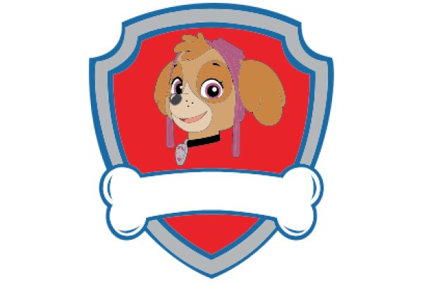 A Playful Pup's Shield: A Cute Cartoon Dog with a Bone-Shaped Shield