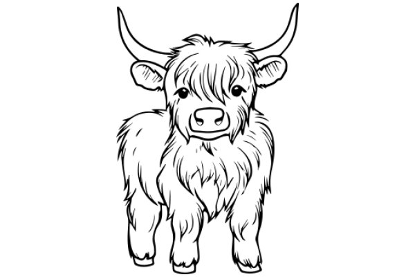 A Whimsical Illustration of a Long-Haired Cow with a Smile