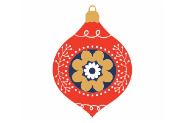 A Festive Christmas Decoration: A Red Christmas Tree with a Blue Flower Design