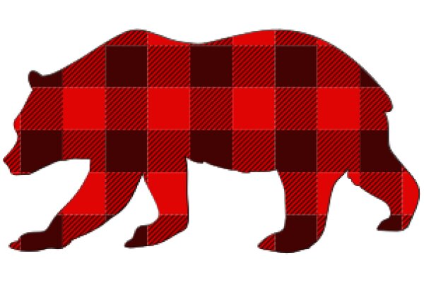 Vintage Red and Black Checkered Bear Logo