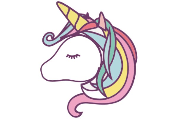 A Whimsical Unicorn: A Colorful Illustration of a Unicorn with a Swirl of Hair