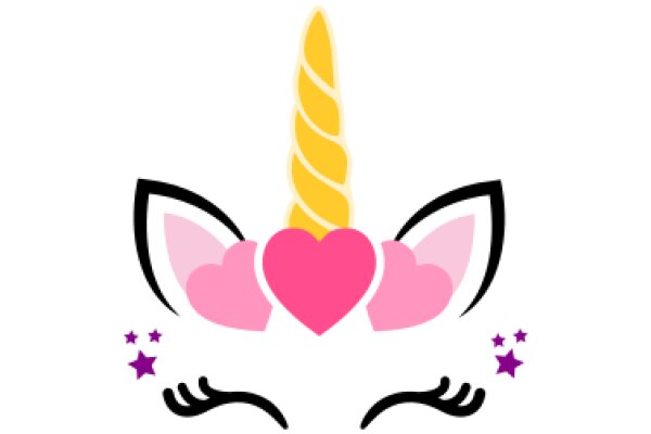 Whimsical Unicorn Emoji with Pink Heart and Stars