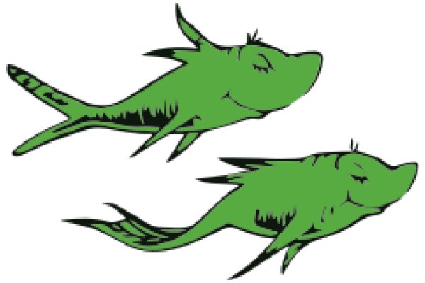 Vibrant Green Cartoon Fish