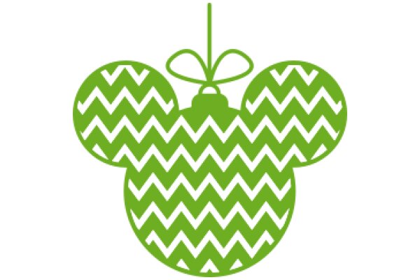 A Festive Green Chevron Gift Box with a Mickey Mouse Ear on Top