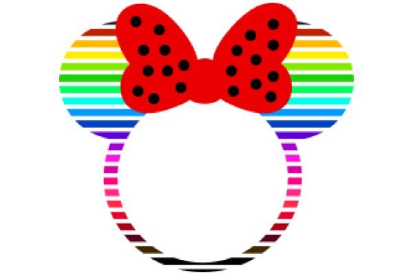 Vibrant Disney-Inspired Logo: A Colorful Red Ladybug with a Rainbow-Striped Mickey Mouse Ear