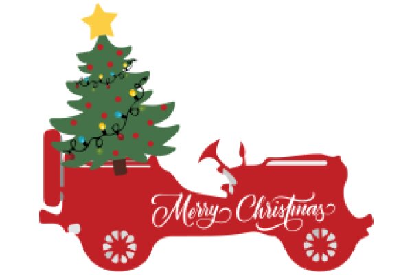 Merry Christmas: A Festive Illustration of a Truck with a Christmas Tree on Top