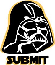 Stylized Darth Vader Logo with 'SUBMIT' Text