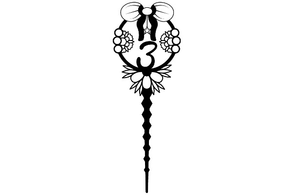Stylized Logo with a Floral Design and the Number 3