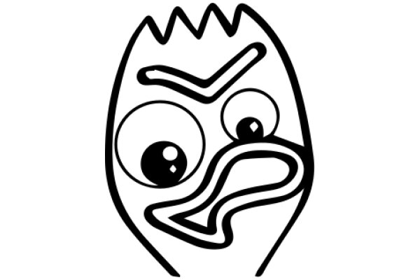 A Playful Illustration of a Stylized Face with a Curved Smile