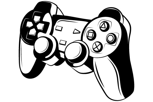 Monochrome Digital Gaming Controller Clip Art
