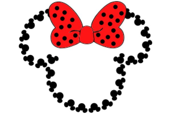 Whimsical Red Ladybug with Black Dots and Heart-Shaped Eyes, Surrounded by a Black Border with Heart-Shaped Patterns