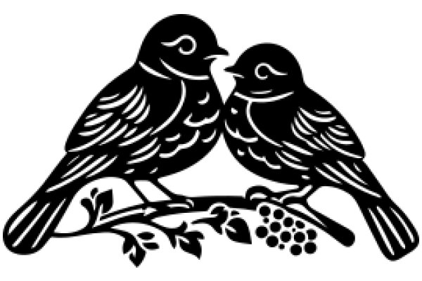 A Silhouette of Two Birds in a Nest, Embracing Each Other