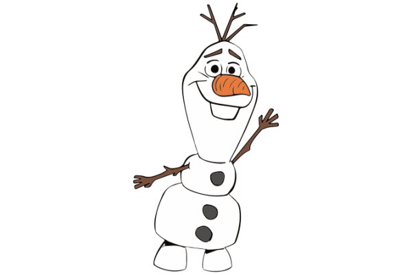A Whimsical Snowman with a Carrot Nose and Antlers, Standing Against a White Background.