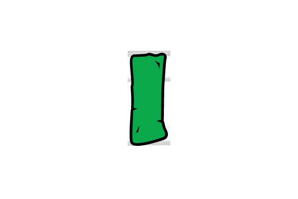 A Green Rectangular Shape with Black Outlines