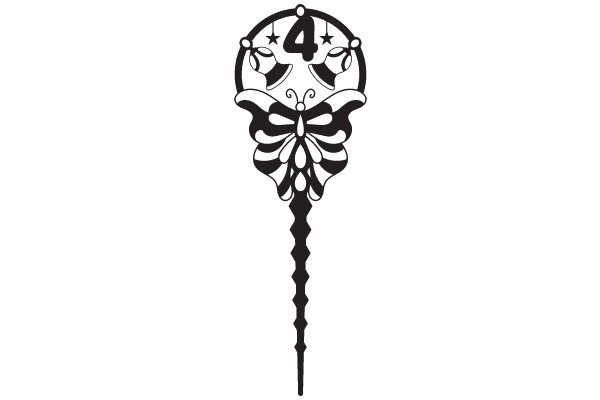 Stylized Number 4 with a Butterfly Design