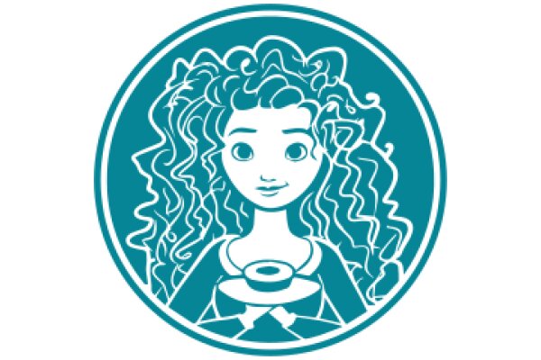 Stylized Portrait of a Woman with Curly Hair and a Cup of Coffee