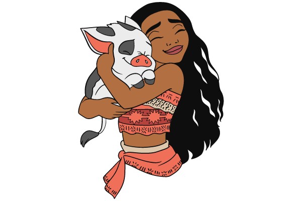 A Moment of Affection: A Woman Embraces Her Pig Companion