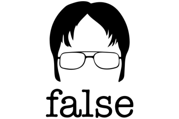 A Silhouette of a Man Wearing Glasses with the Word 'False' Below It