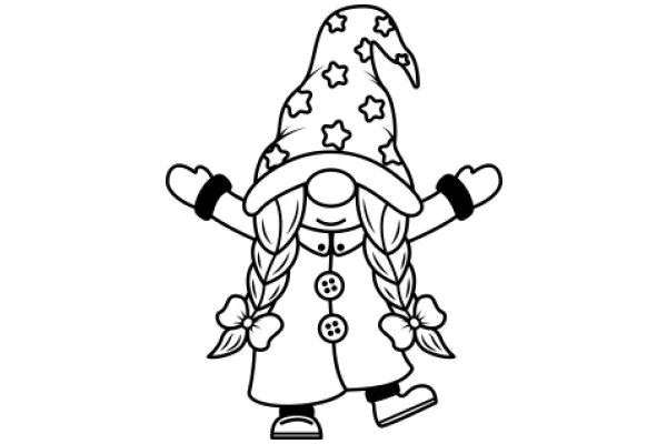 Whimsical Wizard: A Line Drawing