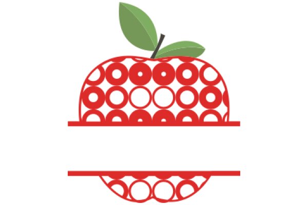 Vibrant Red Apple with Green Leaf, Illustrated in a Stylized Pattern