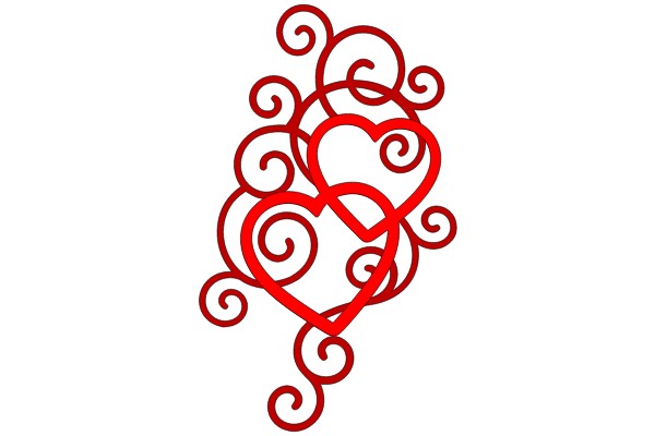 Interlocking Hearts with Swirling Borders