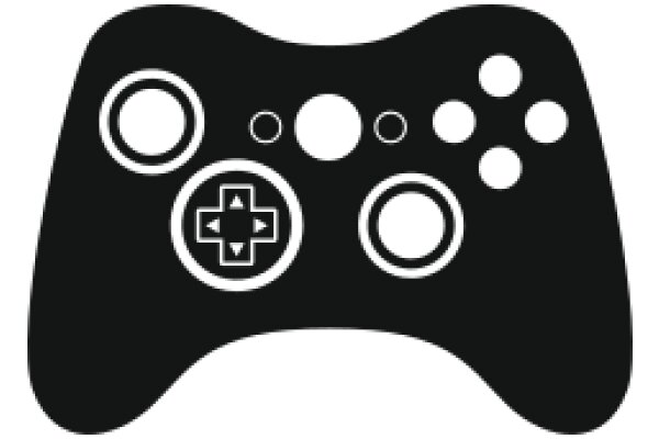 Stylized Black Game Controller with White Buttons and Cross Symbol