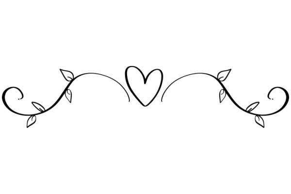 Elegant Artwork: A Heartfelt Design with Curved Lines and Leaf Accents