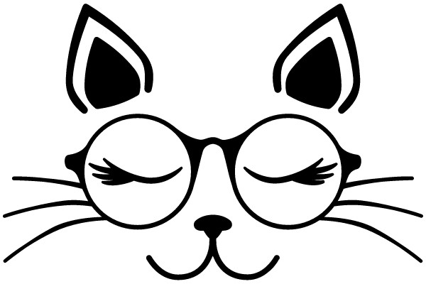 Cat Face with Glasses Clip Art
