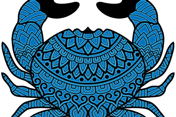 Stylized Blue Crab with Intricate Patterns