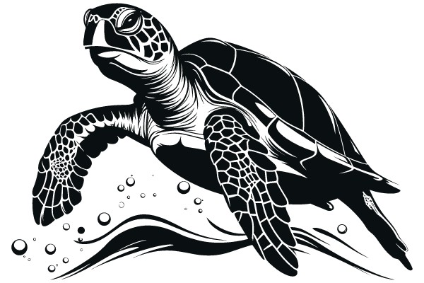 Enchanting Sea Turtle: A Monochromatic Marvel