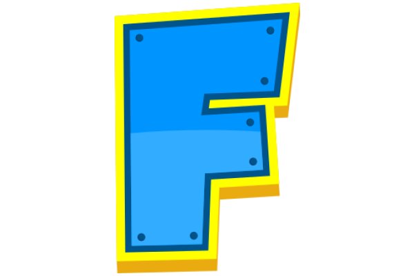 Vibrant Digital Art: A Stylized Letter 'F' with a Blue Background and Yellow Outline