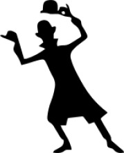 Silhouette of a Person in a Hat, Holding a Hat and a Cigarette, with a Smile on Their Face