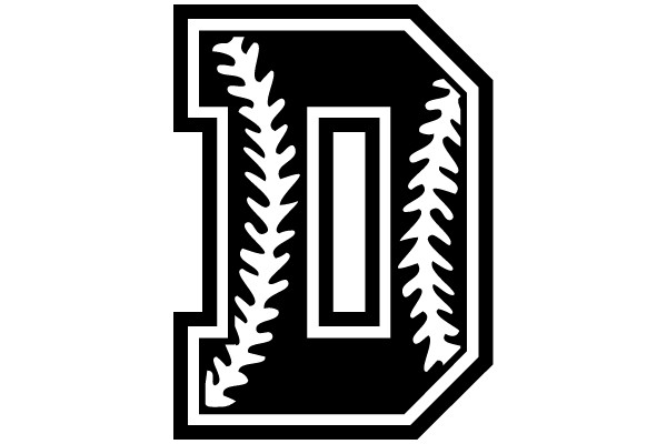 D with Baseball Stitching Outline
