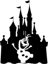 Whimsical Castle Silhouette with a Friendly Character