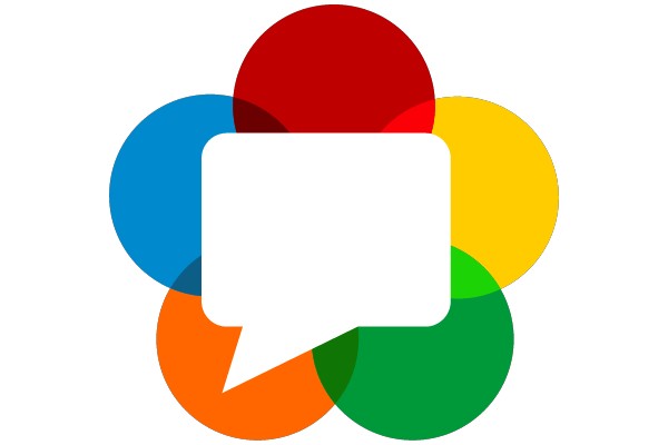 Vibrant Speech Bubble Icon with Red, Orange, Yellow, Blue, and Green Colors