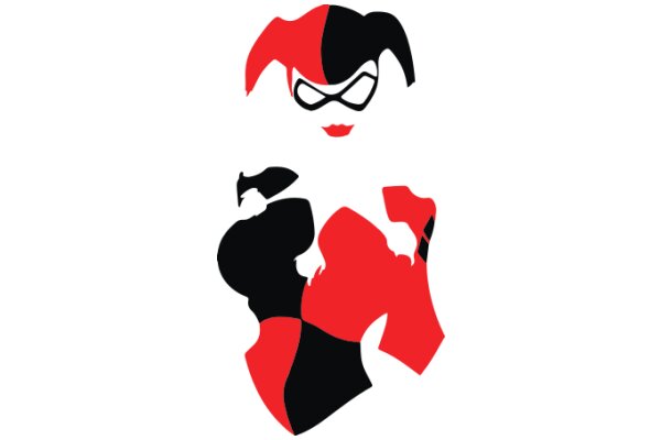 Stylized Icon of a Character with Red and Black Colors