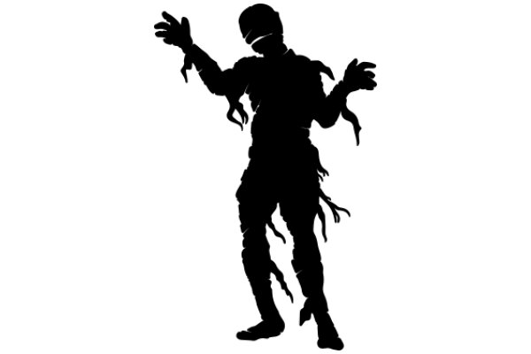 Silhouette of a Mysterious Figure with Extended Arms and Hands