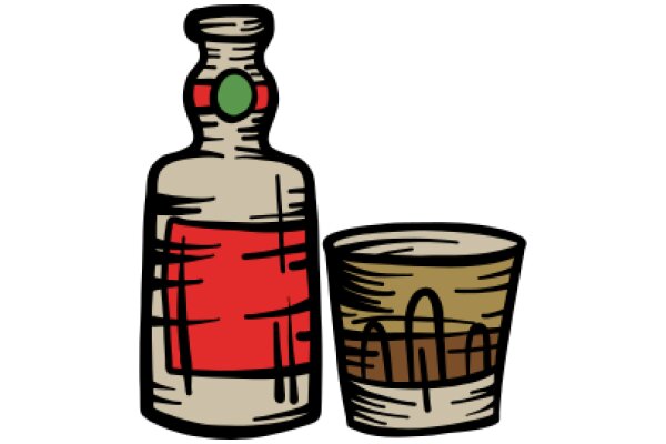 A Whimsical Pair: A Vintage Bottle and a Cup of Coffee